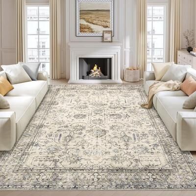 Garvee Washable Vintage Medallion Distressed Area Rug