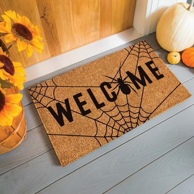 Evergreen "16 in. x 28 in. Coir Halloween Greeting ""Welcome"" Door Mat"