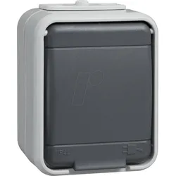 ELSO 445009 - Steckdose, 1-fach, 16A, IP44, AquaTop, Deckel, Steckklemme, grau