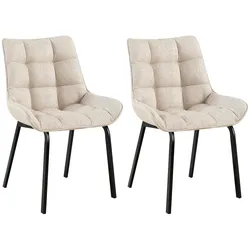 CLP 2er Set Stuhl Saranda Stoff schwarz   Farbe: elfenbein, Material: Stoff
