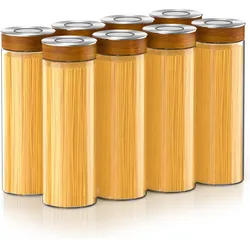Arendo Vorratsgläser 8er Set 1700 ml Borosilikatglas, luftdicht, Klickdeckel mit Akazienholzring, Vorratsbehälter, Transparent