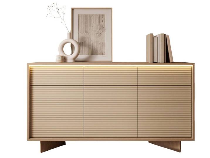 Compleo Kommode mit 3 Schubladen, Schubkastenkommode beige NOLI