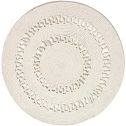 TEPPICH geflochten rund mit Häkel-Muster 70 cm
