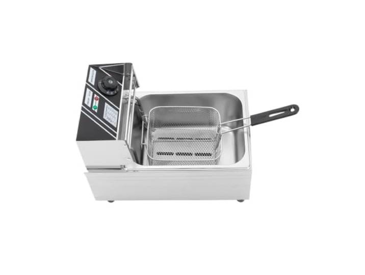 Elektrische Fritteuse, 2500 W, 6 L, Mit Ölablass, Edelstahl