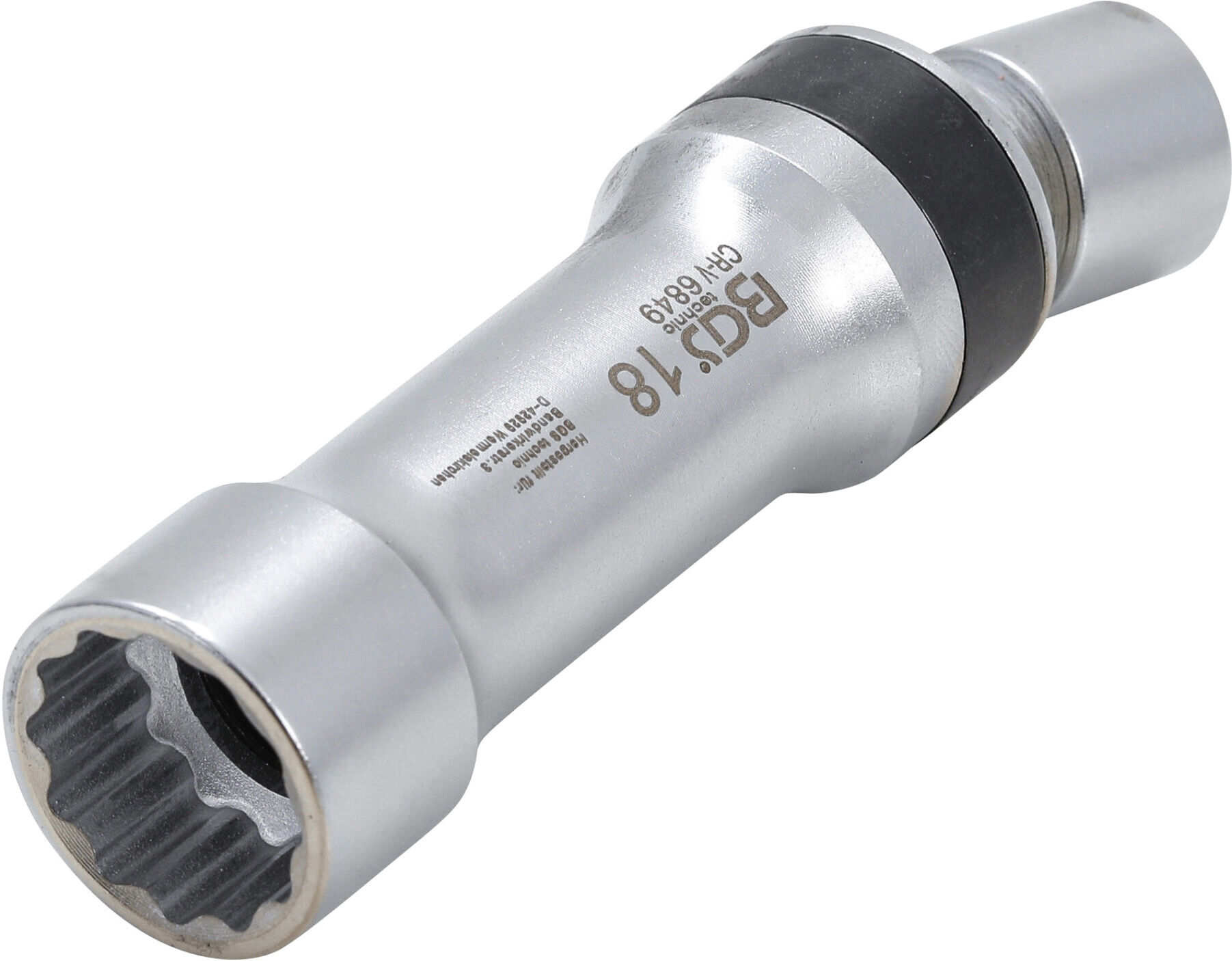 BGS Zündkerzen-Gelenkeinsatz Zwölfkant mit Haltefeder 6849, Antrieb Innenvierkant 10 mm (3/8"), SW 18 mm ; BGS technic)
