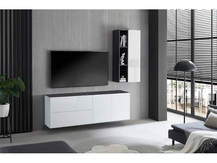 Armoire suspendue 32 x 118 x 33cm Blanc/Blanc