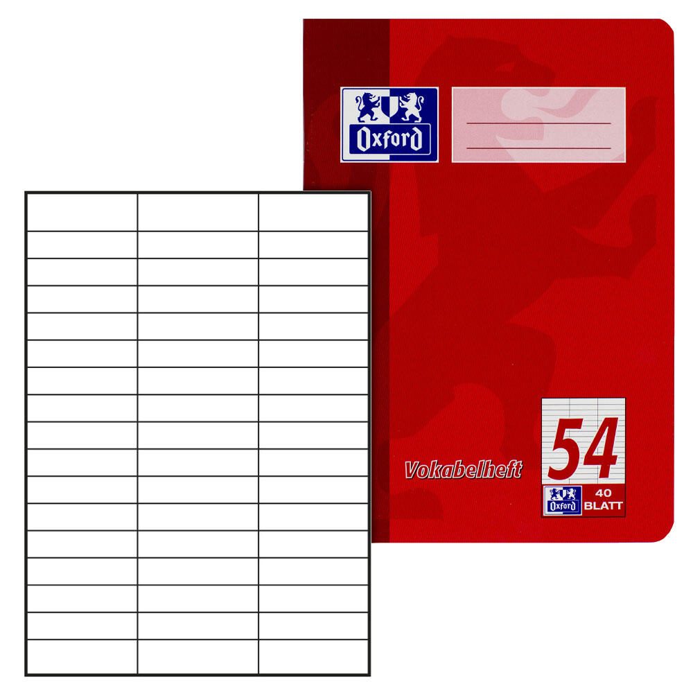 OXFORD Vokabelheft 3-Spalten Lineatur 54 liniert DIN A4 100050337