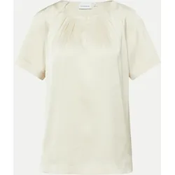 Kurzarmbluse mit Raffung Beige 40