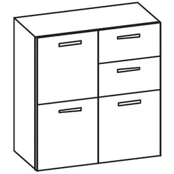 Artiqua 400 Midischrank, Graphit Struktur quer, 400-M2T-1-90-L-7098-401 400-M2T-1-90-L-7098-401