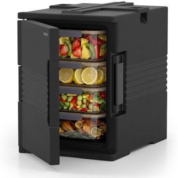 Costway 91 Qt Insulated Food Pan Carrier with Door Shafts-Black