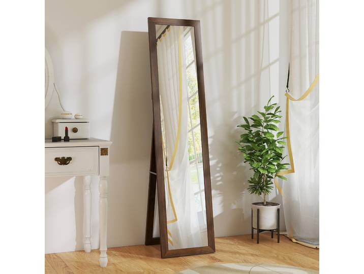HOMCOM Miroir Pleine Longueur 157x37cm Bois Noyer