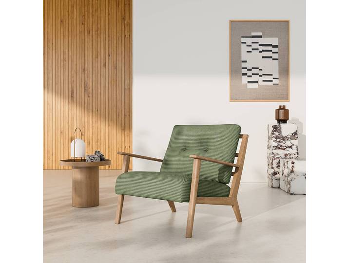 Sessel Grün/Grün Cordstoff Scilla 83 x 80 x 75cm