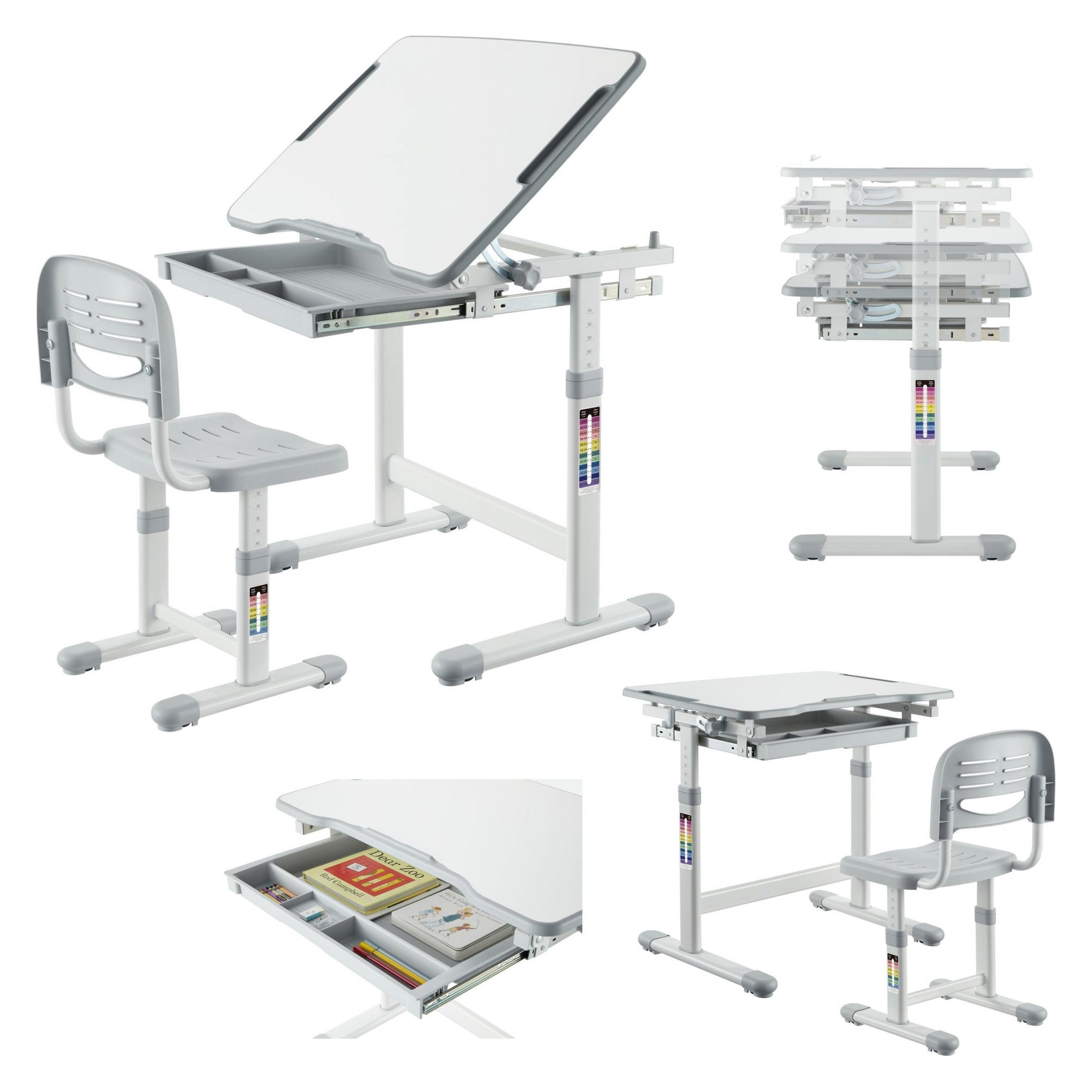 Mozo Mozos MOZOS DC-SET-GREY biurko dziecięce krzesło z regulacją dla dzieci 2-12 lat (DC-SET-GREY)