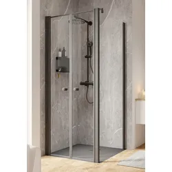 Schulte  Dusche  ExpressPlus  Garant  2.0  Pendeltür  inkl.  Seitenwand  800/800  mm  -  Mattschwarz  -  Türanschlag  links