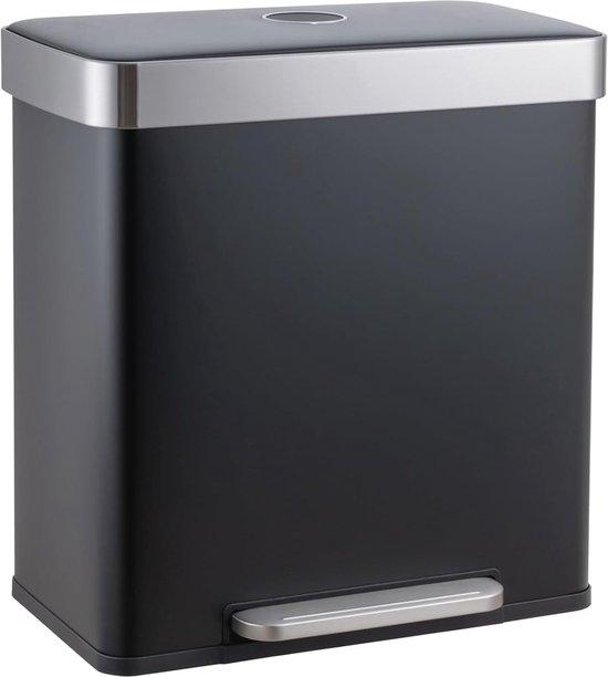 Famanu Abfalleimer 60 Liter mit 2 Fächern und Softclose-Deckel - Ideal zur Abfalltrennung