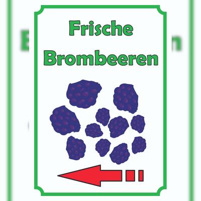 HB-Druck Frische Brombeeren Schild Hochkant mit Pfeil links A3 (297x420mm)