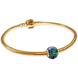Pandora 28195 Damenarmband Planet Erde Goldfarben Starter-Set, 21 cm