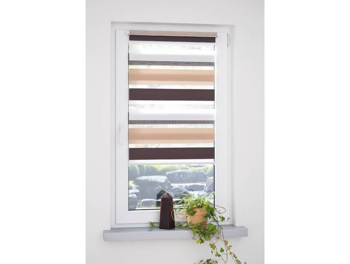 Doppelrollo LIEDECO dreifarbig Gr. 5, braun (braun, beige), B:100cm H:160cm, Polyester, Rollos, Doppelrollo
