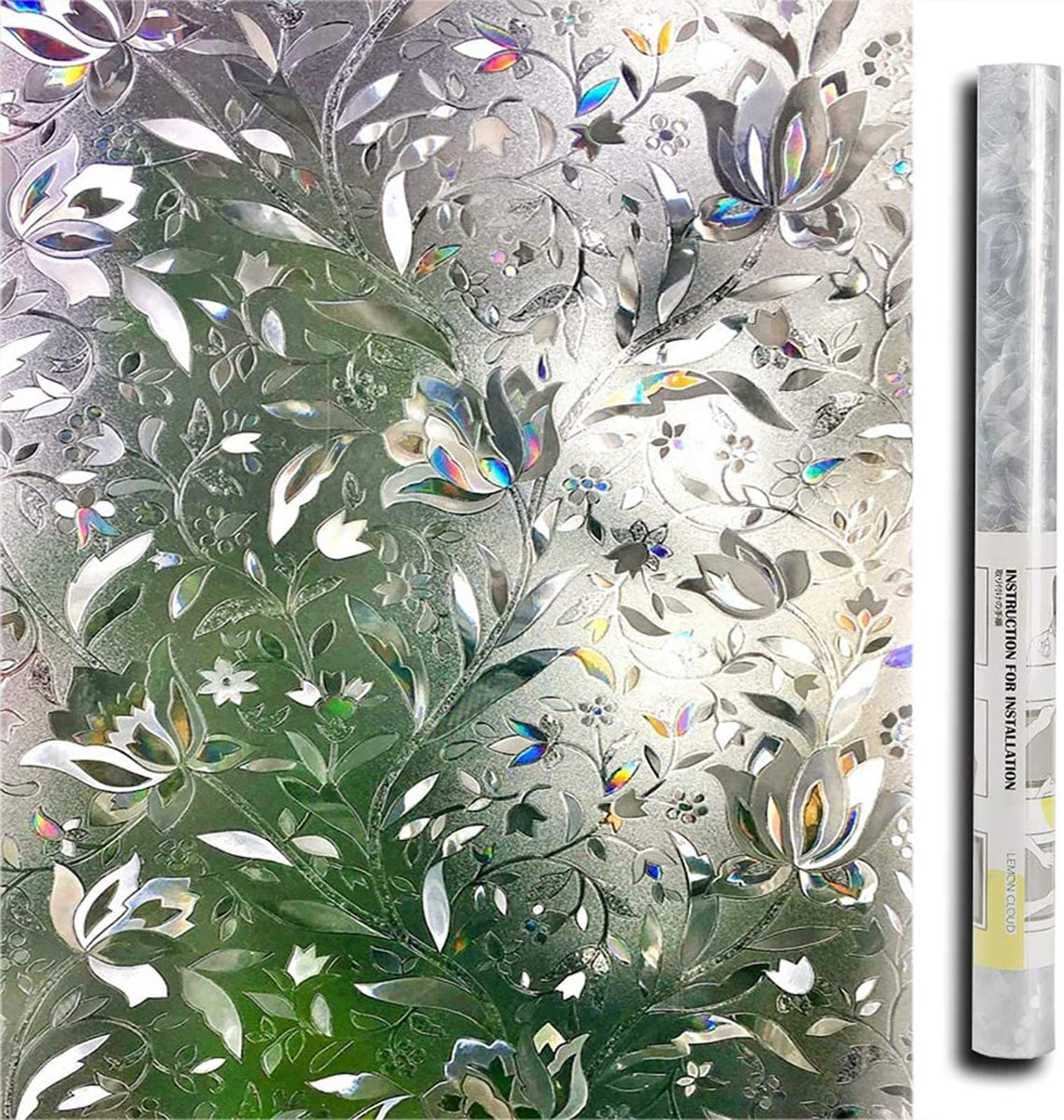SnelShoppen Raamfolie Privacy Matte 3D Tulp Decoratieve Glasfolie Niet Zelfklevend