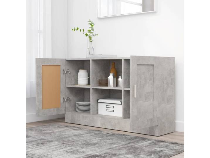 Buffet bas SWT - Gris béton - 120x30 5x70 cm - 2 portes - Rangement pratique et design