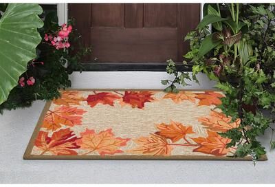 Lush Decor Ravella Falling Leaves Border Indoor/Outdoor Rug