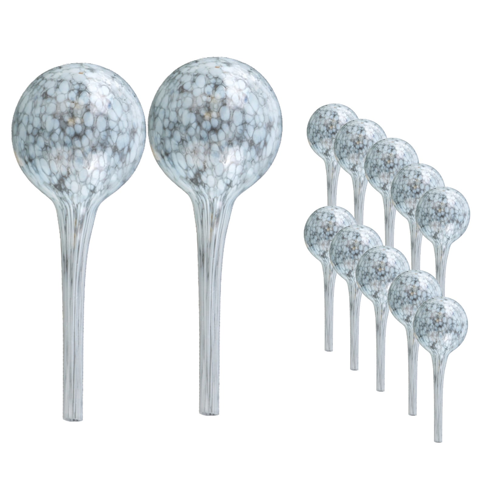 Set van 12 witte bolvormige glazen waterreservoirs voor potplanten, Ø 6 cm, inhoud 100 ml