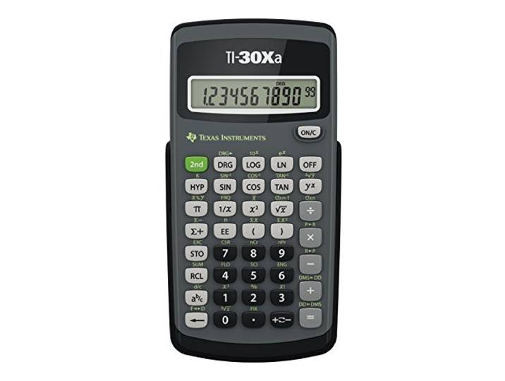 Texas Instruments TI-30XA Schoolrekenmachine (eenregelig, 10-cijferig display, batterijvoeding) Grijs Zwart
