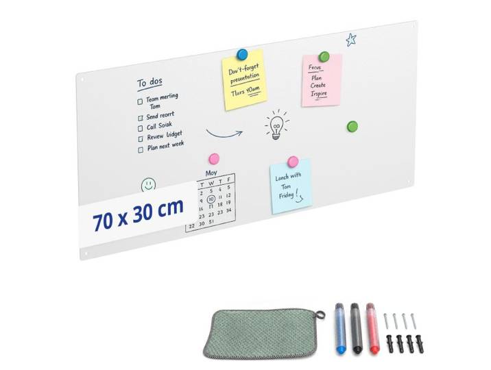 Relaxdays Magnettafel Stahl beschreibbar