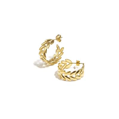 Paar Creolen ADELIA´S "LIVAYA Ohrringe Creolen mit Blattdesign aus Edelstahl", Damen, Gr. Damen, Edelstahl, gold (goldfarben), Ohrringe, Trendiger Blätterkranz verleiht den Creolen einen natürlichen Akzent