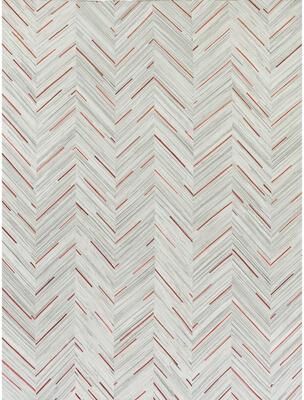 Exquisite Rugs Natural Hide hand-tufted Leather Hide Ivory/Beige/Red/Multi Area Rug