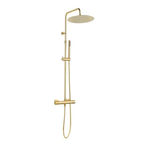 Essebagno Luisa II Thermostatische Douchezuil met Overhead Douche en Handdouche - Geborsteld Goud