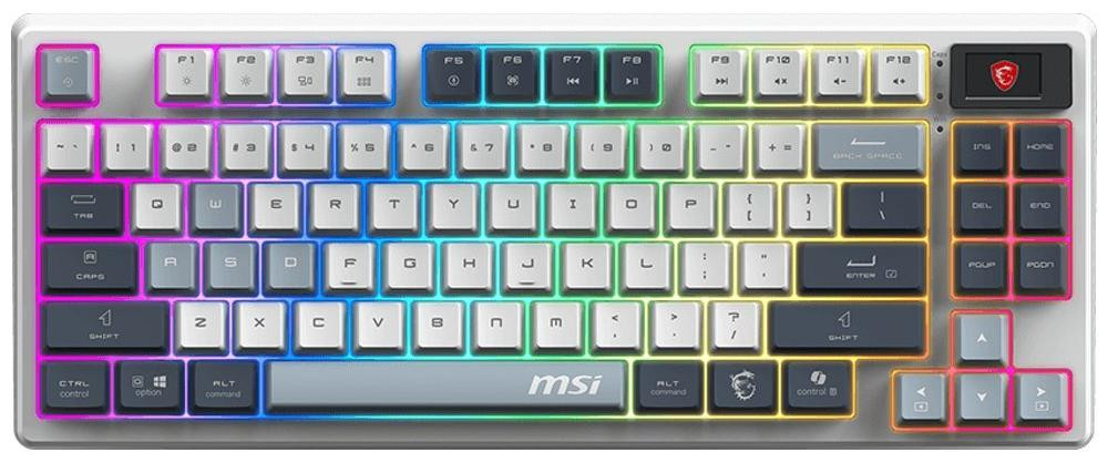 MSI Gear FORGE GK600 TKL draadloos mechanisch gaming toetsenbord met RGB-verlichting en display, Sky, Tsjechisch + Slowaaks layout