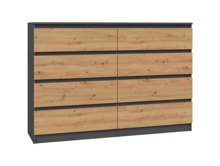 Commode - CDF - MILAN - 8 tiroirs - Gris mat - Aspect bois - Style moderne