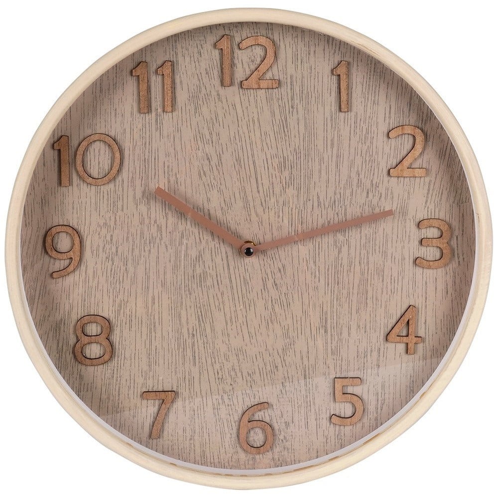 Elegante analoge wandklok met houten afwerking, Diameter: 38 cm