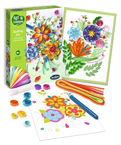 Sentosphère 3920530 Quilling Bastelset Bloemen Creatieve DIY-set voor kinderen en volwassenen, Meerkleurig