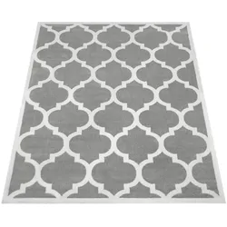 KADIMA DESIGN Teppich Kurzflor Marokkanisches Muster Wohnzimmer schmutzabweisend Grau Rechteckig 120x170 | 100% Polypropylen | Florhöhe: 8 mm | nur Handreinigung