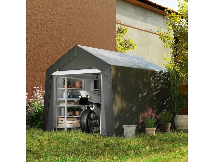 Outsunny Abri de Jardin Portable 3x3m Acier Galvanisé Gris