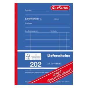 Herlitz Formularbuch "Lieferschein 202", A6, 2 x 40 Blatt (80x) (883553)