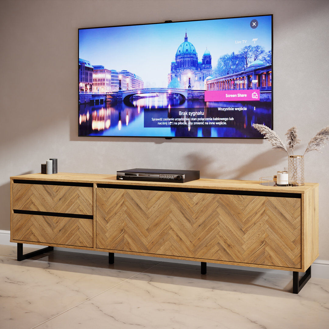 Borough Wharf Aliciah TV Stand for TVs up to 75" Light Yellow Wood 75"