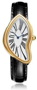 Fashion Sheath Alien Crash Melt Twist Y2K Watch Creative Irregular Unisex Wristwatch With Leather Strap gold 2