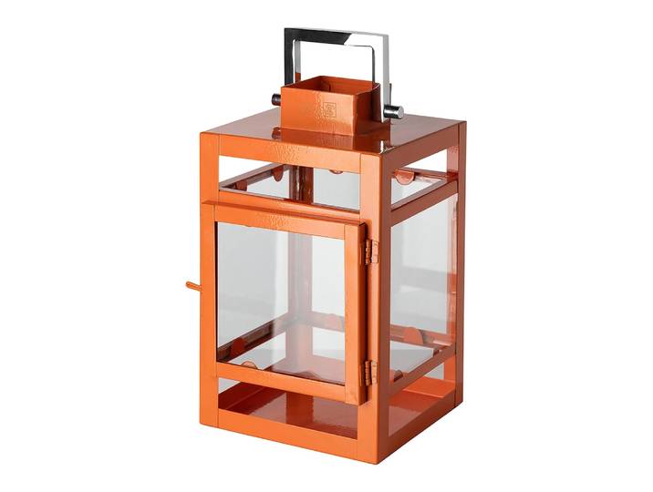 Kerzenlaterne FINK KENIA, Laterne , orange, B:12cm H:20cm T:11,5cm, Metall, Kerzenhalter, Kerzenlaterne