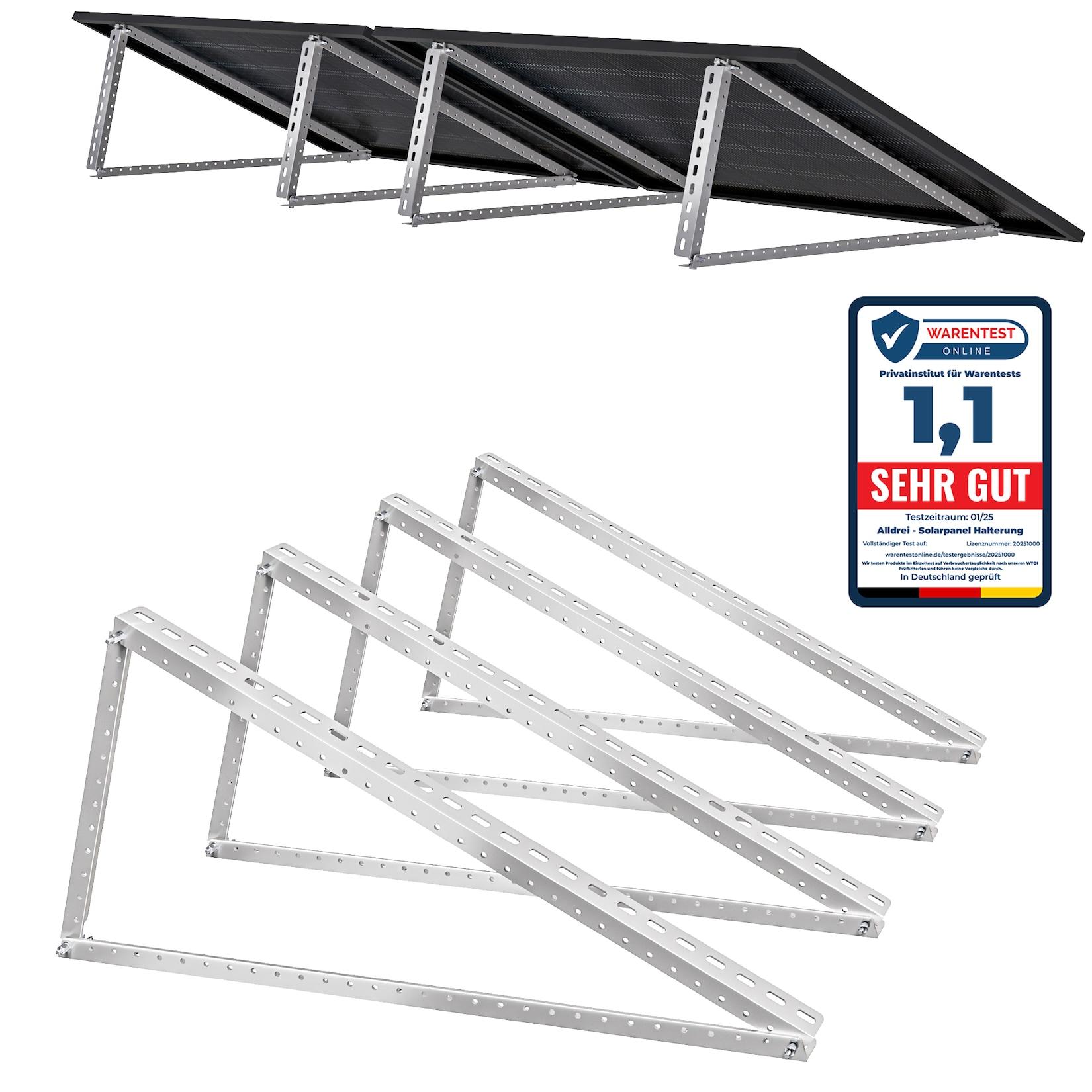 Solarmodul Halterung Solarpanel Halterung 120cm, 4 Stück,Solarpanel Halterung für 2 Module, 0% MwSt., Geeignet für Flachdach/Garten/Wand