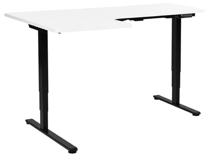 Beliani Steh Schreibtisch elektrisch höhenverstellbar Links weiß/schwarz 160 cm Destines