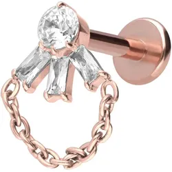 Titan Labret mit Innengewinde LOTUSBLÜTE + KETTE