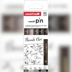 uni-ball Etui mit 5 Pinsel-Filzstiften, sortierte Tinten