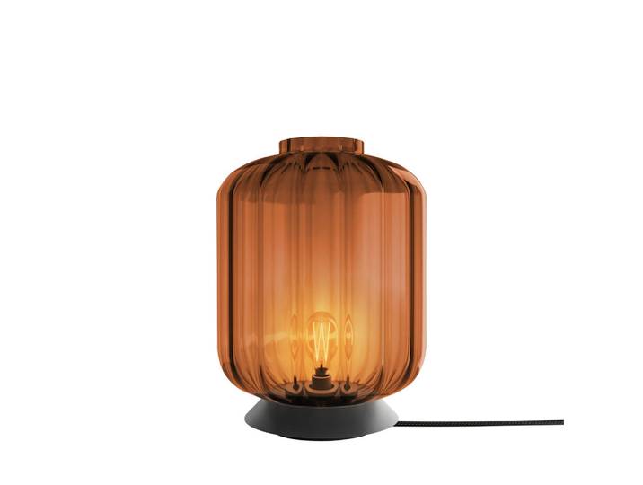s.luce Tischlampe Velo Braun Ø 25cm, Glas, Zylindrisch, E27, 25x30x25 cm, Lampen & Leuchten, Innenbeleuchtung, Tischlampen