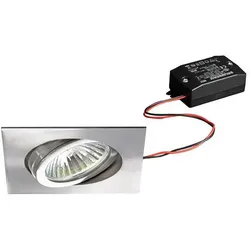 Brumberg LED Einbaustrahler-Set GILLAN-S ON/OFF, IP20, eckig, 230V, 6W 3000K 730lm 38°, schaltbar, schwenkbar, V4A Edelstahl BRUM-38148223