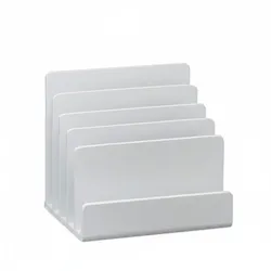 Relaxdays Dokumentenhalter Bambus, Briefablage, 5 Fächer Ordnungssystem, Schreibtisch Organizer HBT 23x24,5x20,5cm, weiß