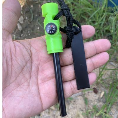 Inspire Daily Merch All Weather Magnesium Fire Starter With Compass For Camping And Survival green