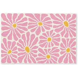 FUSSMATTE Blumen - Muster - Rosa - Beige - Orange Sauberlaufmatte 120x80 cm